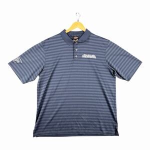 Harley-Davidson Striped Polo Shirt Blue XXL Short Sleeve Yucca AZ Logo